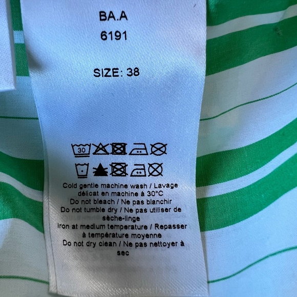 Ganni Balloon Sleeve Striped Cotton Dress with smocked middle - Picture 12 of 14